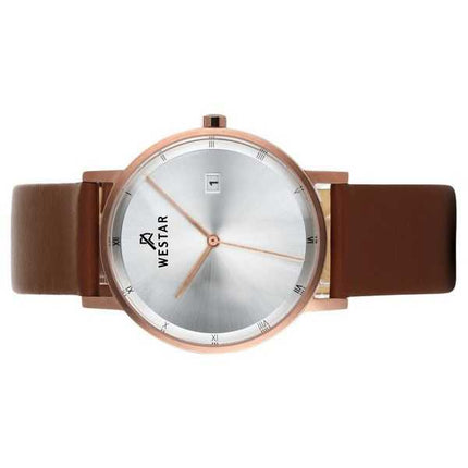 Orologio da uomo 50221PPN627 con profilo Westar, cinturino in pelle marrone, quadrante argentato al quarzo