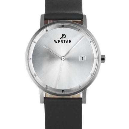Orologio da uomo 50221STN107 con cinturino in pelle con profilo Westar quadrante argento al quarzo