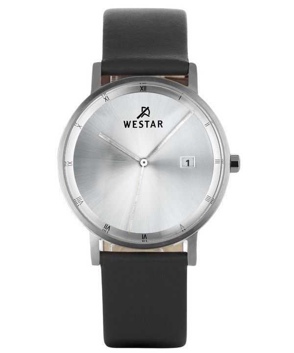 Orologio da uomo 50221STN107 con cinturino in pelle con profilo Westar quadrante argento al quarzo