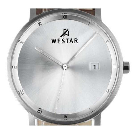 Orologio da uomo 50221STN107 con cinturino in pelle con profilo Westar quadrante argento al quarzo