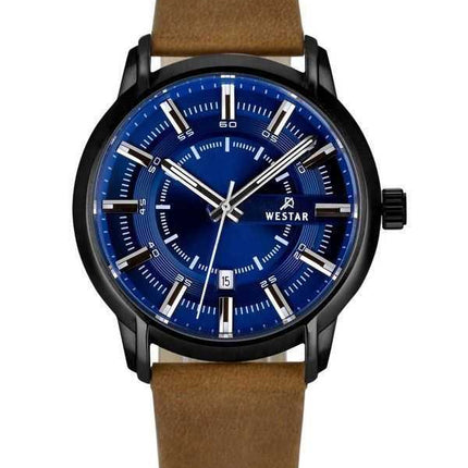 Orologio da uomo 50228BBN184 con cinturino in pelle con profilo Westar quadrante blu al quarzo