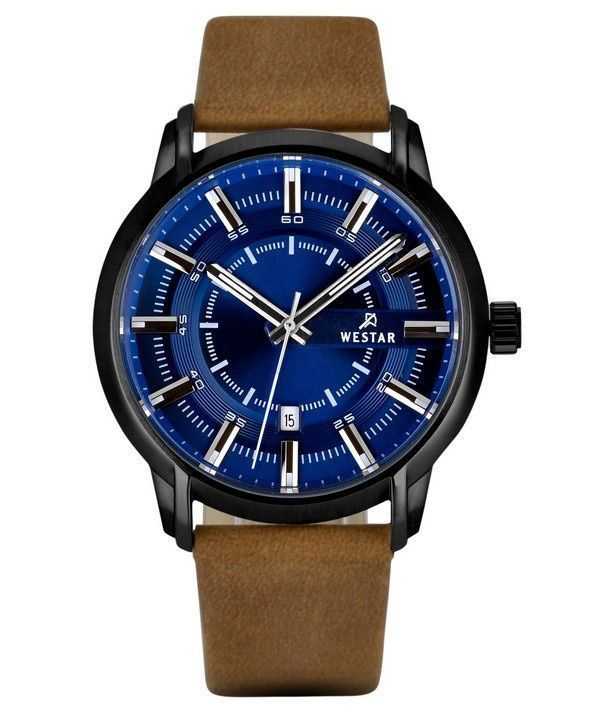 Orologio da uomo 50228BBN184 con cinturino in pelle con profilo Westar quadrante blu al quarzo