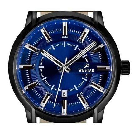 Orologio da uomo 50228BBN184 con cinturino in pelle con profilo Westar quadrante blu al quarzo