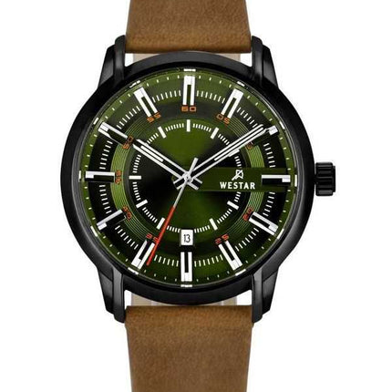 Orologio da uomo 50228BBN885 con cinturino in pelle con profilo Westar quadrante verde al quarzo