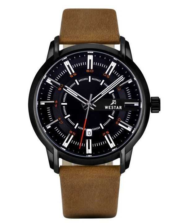 Orologio da uomo 50228STN883 con cinturino in pelle con profilo Westar quadrante nero al quarzo