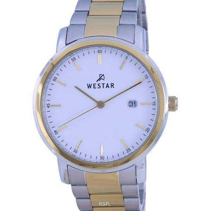 Orologio da uomo Westar con quadrante bianco bicolore in acciaio inossidabile al quarzo 50243 CBN 101