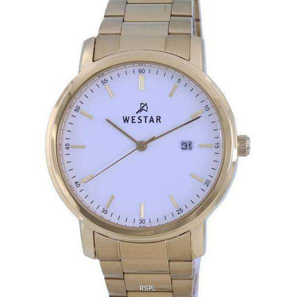Orologio da uomo Westar quadrante bianco tono oro in acciaio inossidabile al quarzo 50243 GPN 101