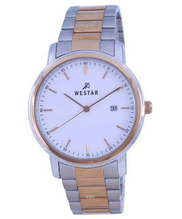 Orologio da uomo Westar con quadrante bianco bicolore in acciaio inossidabile al quarzo 50243 SPN 601