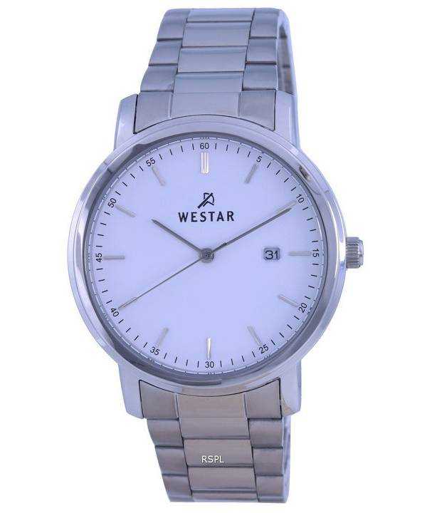 Orologio da uomo Westar con quadrante bianco in acciaio inossidabile al quarzo 50243 STN 101