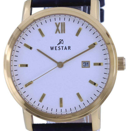 Orologio da uomo Westar quadrante bianco tono oro in acciaio inossidabile al quarzo 50244 GPN 101