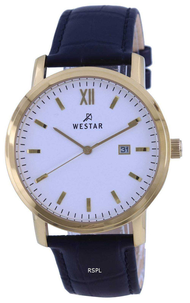 Orologio da uomo Westar quadrante bianco tono oro in acciaio inossidabile al quarzo 50244 GPN 101