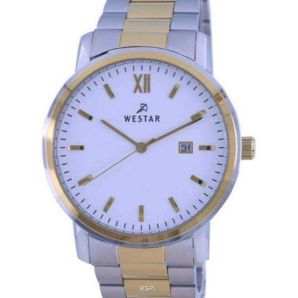 Orologio da uomo Westar con quadrante bianco bicolore in acciaio inossidabile al quarzo 50245 CBN 101