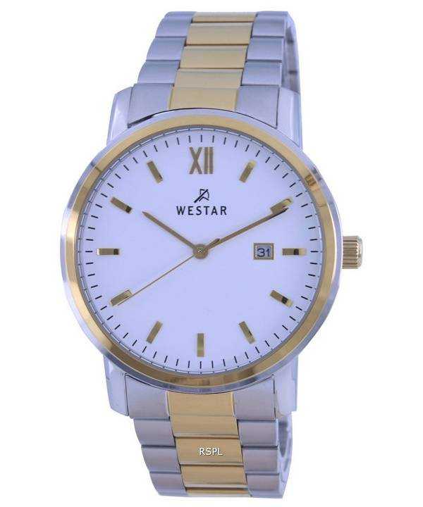 Orologio da uomo Westar con quadrante bianco bicolore in acciaio inossidabile al quarzo 50245 CBN 101