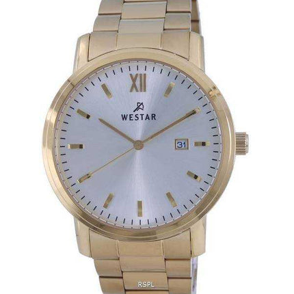 Orologio da uomo Westar quadrante argento tono oro in acciaio inossidabile al quarzo 50245 GPN 102