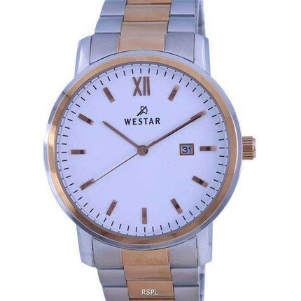 Orologio da uomo Westar con quadrante bianco bicolore in acciaio inossidabile al quarzo 50245 SPN 601