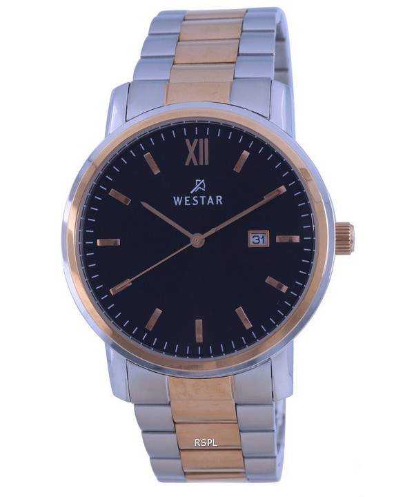 Orologio da uomo Westar quadrante nero bicolore in acciaio inossidabile al quarzo 50245 SPN 603