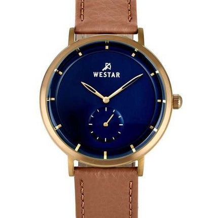 Orologio da uomo 50246BZZ184 con cinturino in pelle con profilo Westar quadrante blu al quarzo