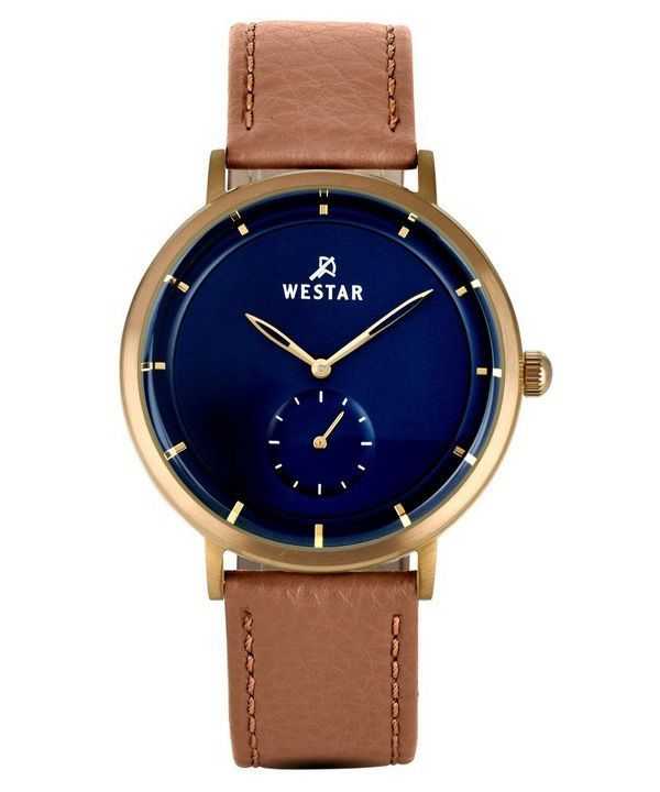Orologio da uomo 50246BZZ184 con cinturino in pelle con profilo Westar quadrante blu al quarzo