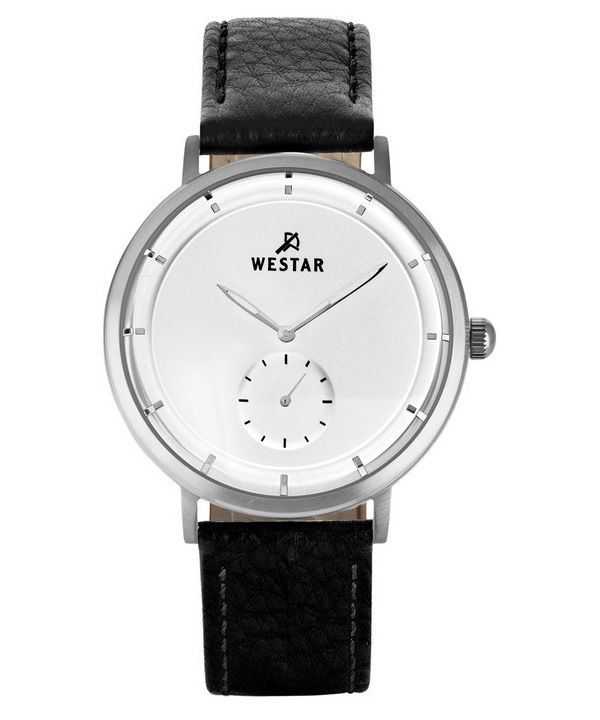 Orologio da uomo 50246STN107 con cinturino in pelle con profilo Westar quadrante argento al quarzo