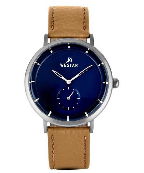 Orologio da uomo 50246STN184 con cinturino in pelle con profilo Westar quadrante blu al quarzo