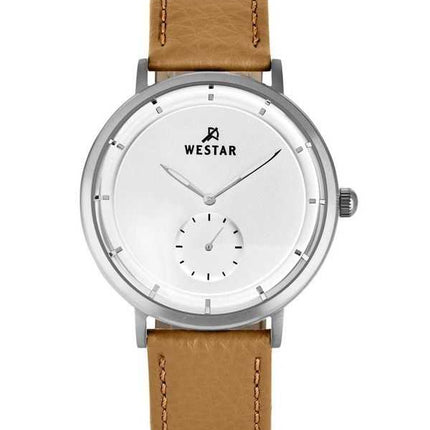 Orologio da uomo 50246STN187 con cinturino in pelle con profilo Westar quadrante argento al quarzo