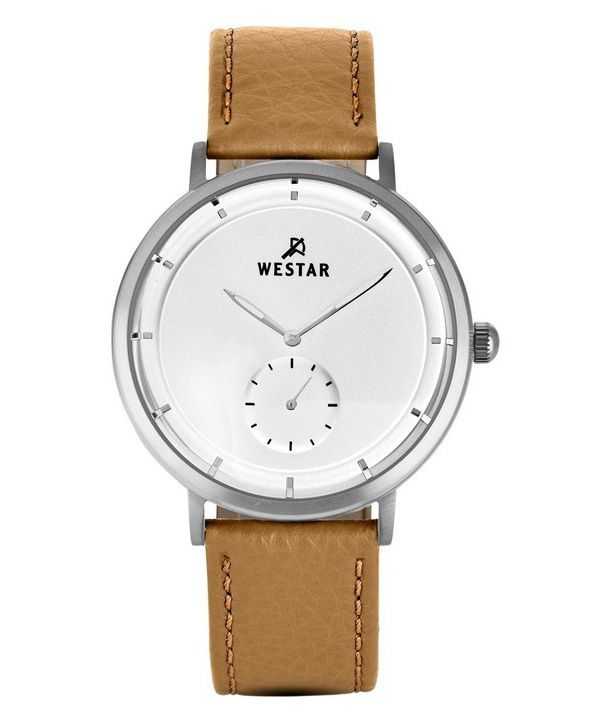Orologio da uomo 50246STN187 con cinturino in pelle con profilo Westar quadrante argento al quarzo