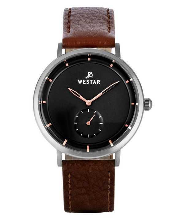 Orologio da uomo con profilo Westar cinturino in pelle quadrante nero al quarzo 50246STN623