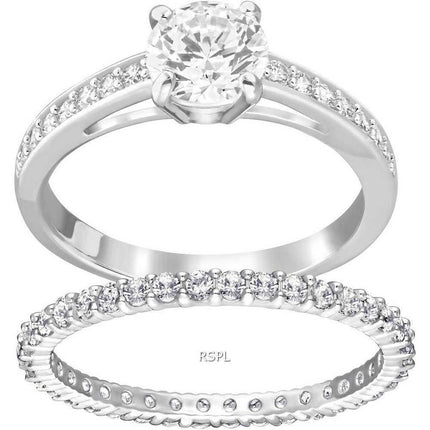 Set di anelli Swarovski Halo I Do placcati al rodio 5184317 da donna