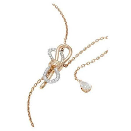 Collana Swarovski Lifelong Bow tono oro rosa a forma di Y con cristallo trasparente 5447082 da donna