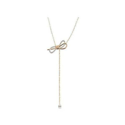 Collana Swarovski Lifelong Bow tono oro rosa a forma di Y con cristallo trasparente 5447082 da donna