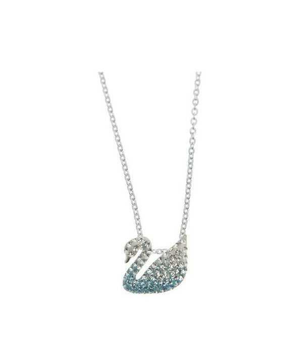 Swarovski Iconic Swan Collana placcata rodio con cristallo blu sfumato 5512094 da donna