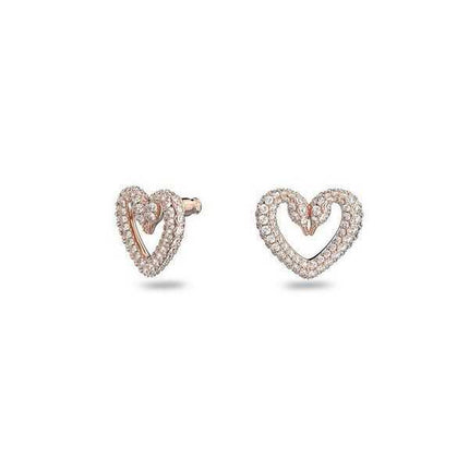 Swarovski Una Rose Gold Tone Collo Cigno Orecchini Cuore 5628659 Da Donna