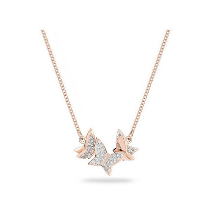 Collana Swarovski Lilia Butterfly Rose Gold Tone Con Cristallo Bianco 5636422 Da Donna