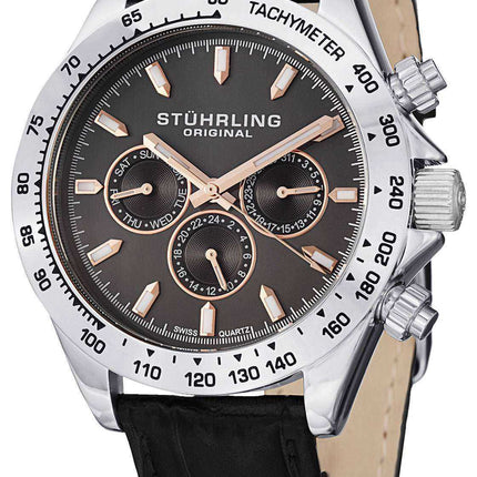 Stuhrling Original Triumph Classic Swiss Quartz multifunzione quadrante grigio 564L.01 Orologio da uomo