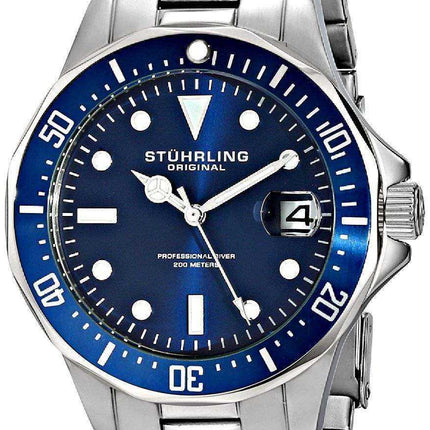 Orologio da uomo Stuhrling Original Aquadiver 200M al quarzo con datario 664.02