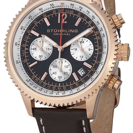Orologio da uomo Stuhrling Original Monaco al quarzo placcato in oro rosa 669.04