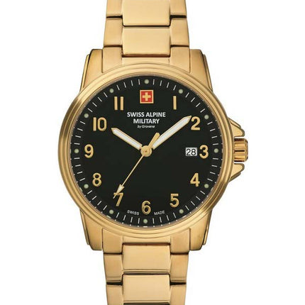 Orologio da uomo Swiss Alpine Military di Grovana Leader quadrante nero al quarzo 7011.1117 100M