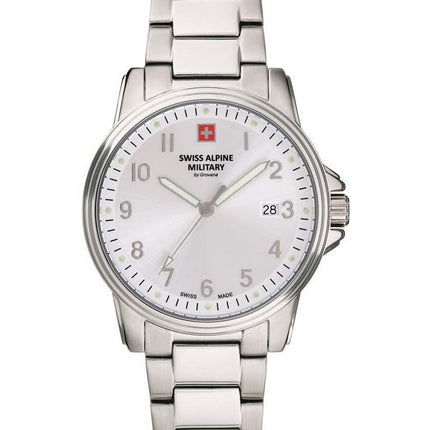 Orologio da uomo Swiss Alpine Military di Grovana Leader quadrante argento al quarzo 7011.1132 100M