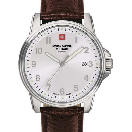 Orologio da uomo Swiss Alpine Military di Grovana Leader quadrante argento al quarzo 7011.1532 100M