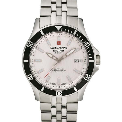 Orologio da uomo Swiss Alpine Military di Grovana Challenger con quadrante argento al quarzo 7022.1132 100M