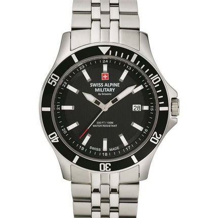 Orologio da uomo Swiss Alpine Military di Grovana Challenger quadrante nero al quarzo 7022.1137 100M