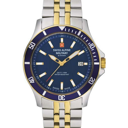 Orologio da uomo Swiss Alpine Military di Grovana Challenger con quadrante blu al quarzo 7022.1145 100M