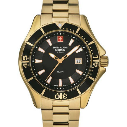 Swiss Alpine Military di Grovana Nautilus quadrante nero al quarzo 7040.1117 100M orologio da uomo