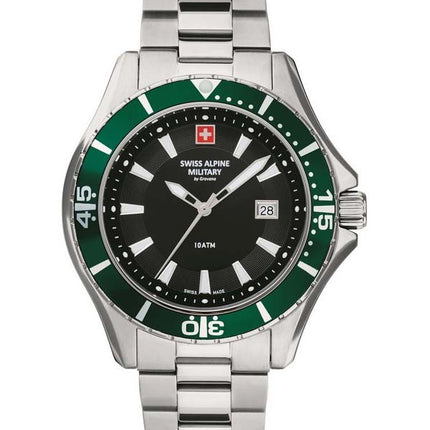 Orologio da uomo Swiss Alpine Military di Grovana Nautilus quadrante nero al quarzo 7040.1134 100M
