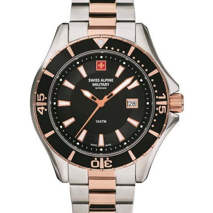 Orologio da uomo Swiss Alpine Military di Grovana Nautilus quadrante nero al quarzo 7040.1157 100M