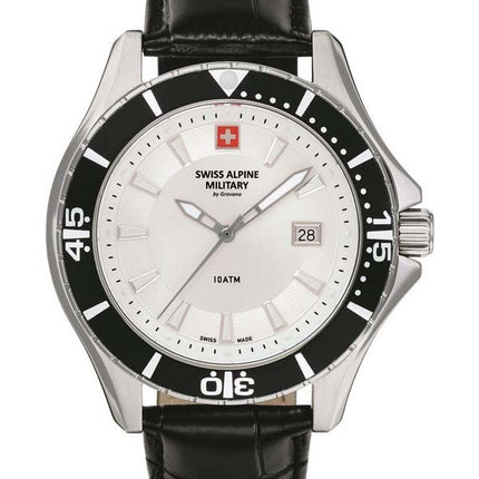 Orologio da uomo Swiss Alpine Military di Grovana Nautilus con quadrante bianco al quarzo 7040.1532 100M