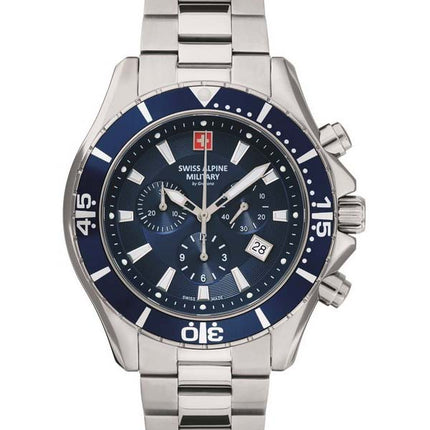 Orologio da uomo Swiss Alpine Military di Grovana Nautilus Chrono quadrante blu al quarzo 7040.9135 100M