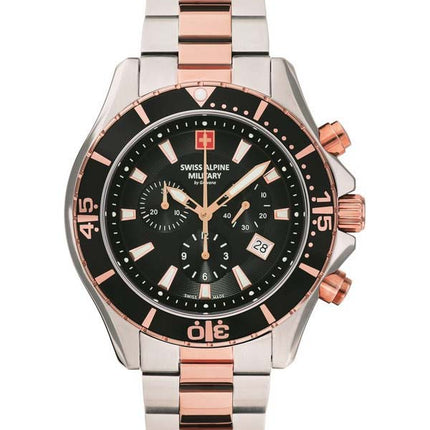 Swiss Alpine Military di Grovana Nautilus cronografo quadrante nero quarzo 7040.9157 100M orologio da uomo