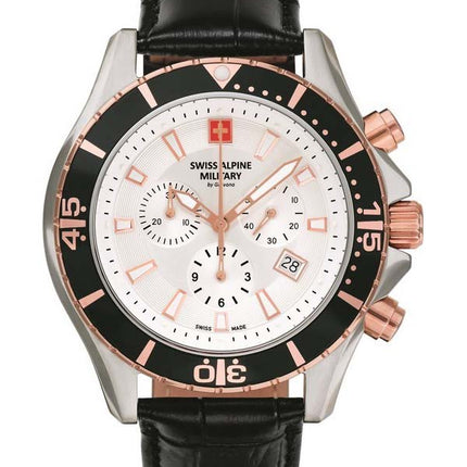 Orologio da uomo Swiss Alpine Military di Grovana Nautilus cronografo quadrante bianco quarzo 7040.9552 100M