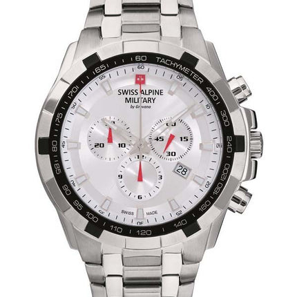 Orologio da uomo Swiss Alpine Military di Grovana Star Fighter cronografo quadrante argento quarzo 7043.9132 100M